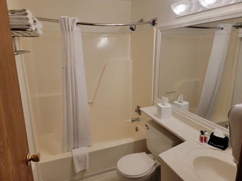 Room, 1 Queen Bed, Non Smoking | Bathroom | Combined shower/tub, deep soaking tub, hydromassage showerhead