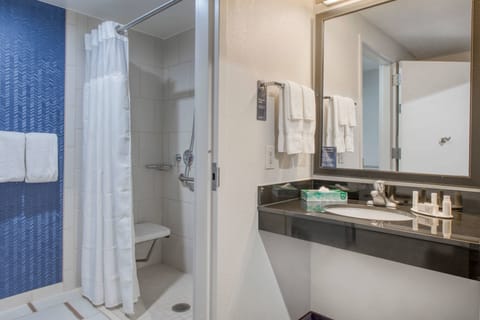 Room, 1 King Bed | Bathroom | Combined shower/tub, free toiletries, hair dryer, towels