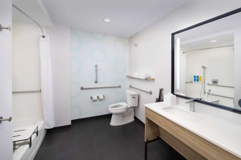 Room, 2 Queen Beds, Accessible, Bathtub | Bathroom | Hair dryer, towels