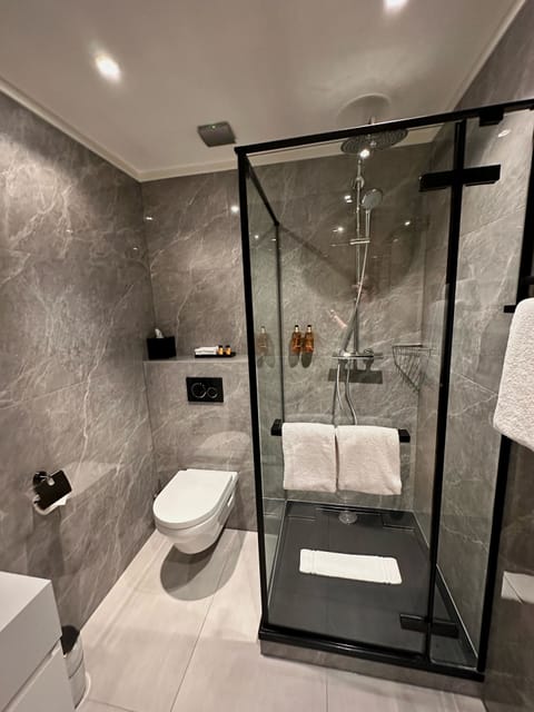 Double Room (Semi-Basement) | Bathroom | Shower, free toiletries, hair dryer, towels