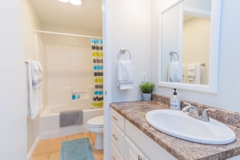 Suite | Bathroom | Hair dryer, towels