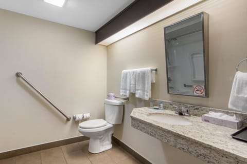 Accessible Room, 1 Queen Bed, Ground Floor  | Bathroom | Combined shower/tub, free toiletries, hair dryer, towels