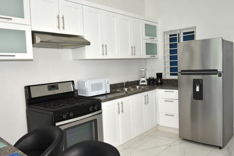 Executive Apartment, 2 Bedrooms, Balcony | Private kitchen | Fridge, microwave, oven, stovetop