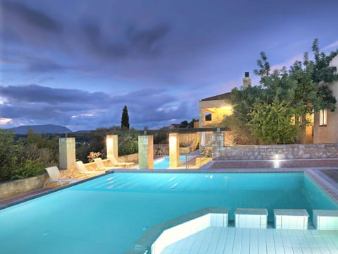 Evening at the villa pools