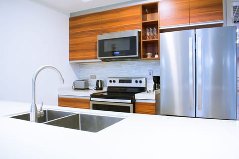 Luxury Apartment, 1 Bedroom, Non Smoking | Private kitchen | Full-size fridge, microwave, oven, stovetop