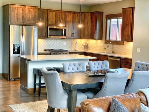 Large dining area with comfortable seating.