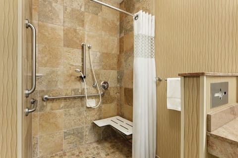 Room, 1 King Bed, Accessible, Non Smoking | Bathroom | Combined shower/tub, free toiletries, hair dryer, towels