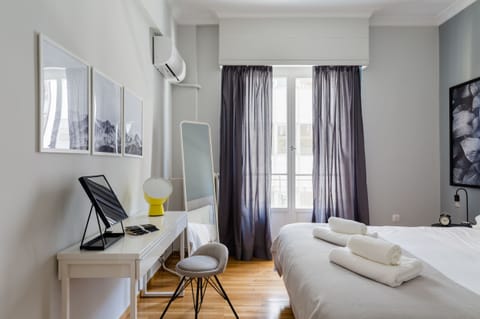 Apartment, 1 Bedroom (Acropolis Heart in Plaka) | Desk, laptop workspace, blackout drapes, iron/ironing board