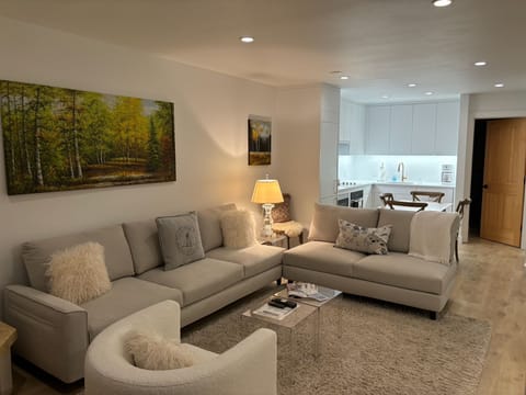 Living Room with new kitchen