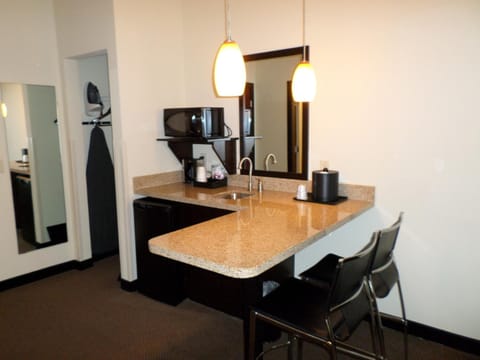 Fridge, microwave, coffee/tea maker