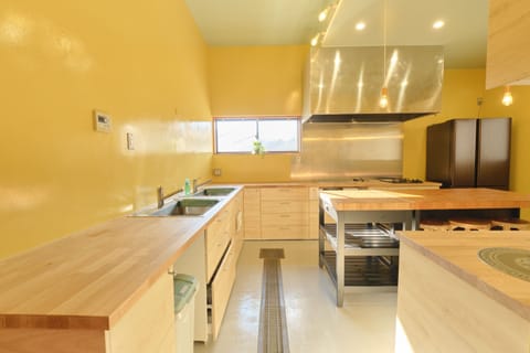 Ryokan Style Private Vacation Home | Private kitchen | Full-size fridge, microwave, stovetop, coffee/tea maker