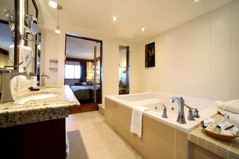 Combined shower/tub, eco-friendly toiletries, hair dryer, towels