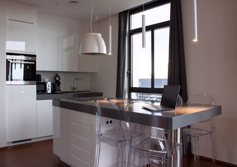 City Apartment | Private kitchen | Fridge, microwave, oven, stovetop