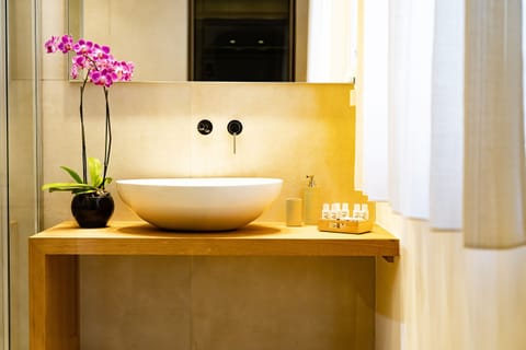 Luxury Studio Suite | Bathroom | Shower, rainfall showerhead, free toiletries, hair dryer