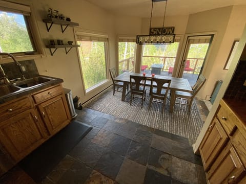 Dine with a view everyday. The table expands to seat 8-10 comfortably.