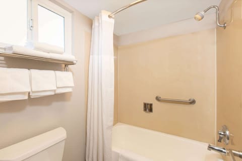 Standard Room, 2 Queen Beds | Bathroom | Combined shower/tub, hair dryer, towels