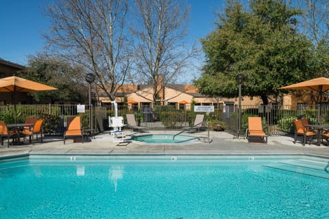 Outdoor pool, pool umbrellas