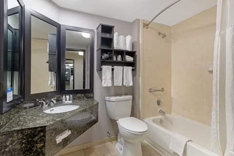 Standard Room, 1 King Bed, Non Smoking | Bathroom | Hydromassage showerhead, designer toiletries, hair dryer, towels