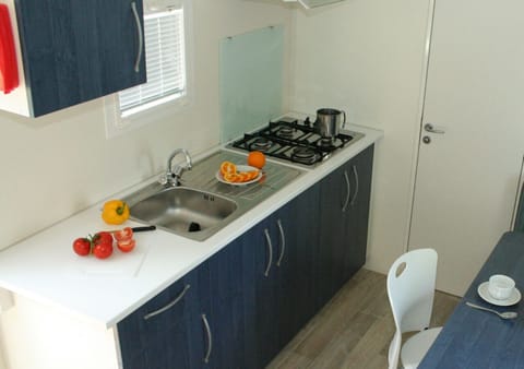 Standard Mobile Home, 2 Bedrooms | Private kitchen | Full-size fridge, stovetop, cookware/dishes/utensils