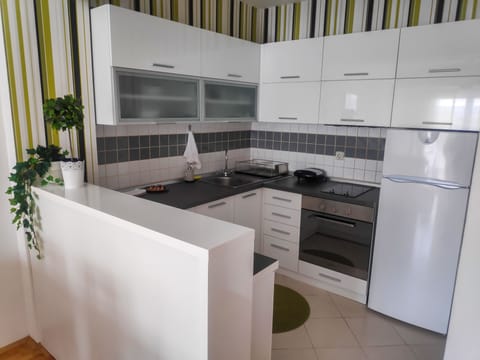 Apartment | Private kitchen | Fridge, oven, stovetop, electric kettle