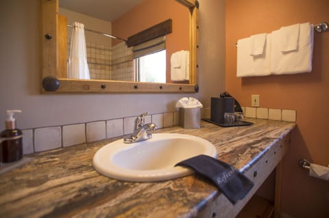 Executive Suite | Bathroom | Designer toiletries, hair dryer, towels