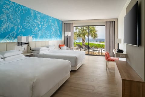 Room, 2 Queen Beds, Balcony, Oceanfront | Premium bedding, pillowtop beds, in-room safe, desk