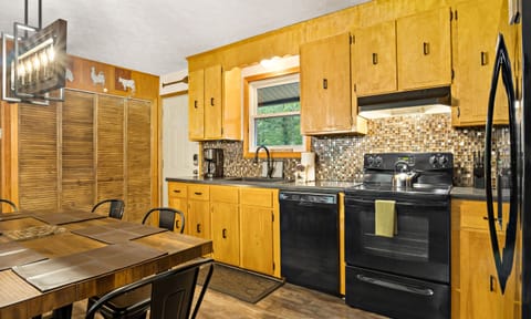 Sleek black appliances in the kitchen