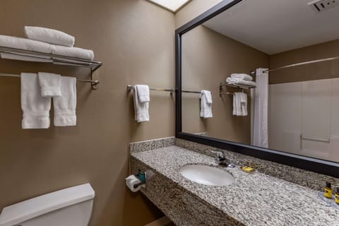 Standard Room, 1 King Bed, Non Smoking, Refrigerator & Microwave | Bathroom | Combined shower/tub, free toiletries, hair dryer, towels