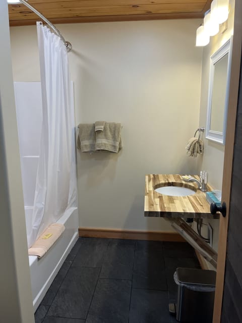 Studio 2B | Bathroom | Shower, hair dryer, towels, soap