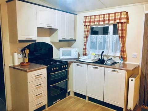 Mobile Home (8 A) | Private kitchen | Full-size fridge, microwave, stovetop, electric kettle