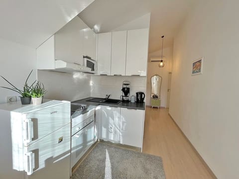 Deluxe Apartment, 2 Bedrooms, Terrace, Sea View | Private kitchen | Fridge, oven, stovetop, coffee/tea maker