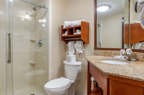 Standard Room, 1 King Bed, Non Smoking | Bathroom | Combined shower/tub, jetted tub, free toiletries, hair dryer