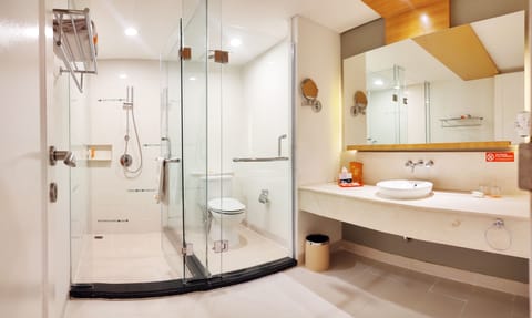 Suite | Bathroom | Shower, free toiletries, hair dryer, bathrobes