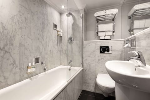 Family Room | Bathroom | Shower, designer toiletries, hair dryer, towels