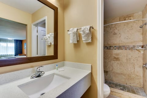 Room, 2 Queen Beds (Preferred) | Bathroom | Shower, free toiletries, hair dryer, towels