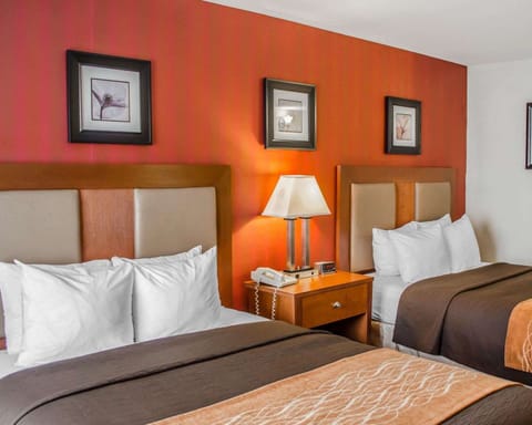 Standard Room, 2 Queen Beds, Non Smoking | In-room safe, desk, blackout drapes, soundproofing