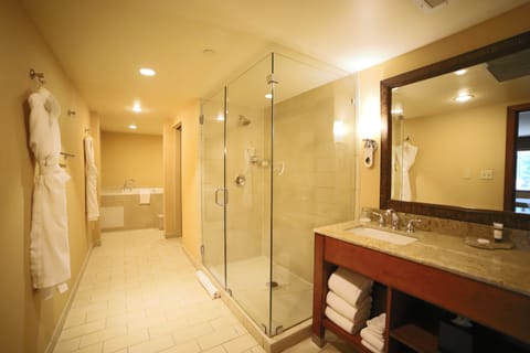 Suite, Lakeside | Bathroom | Hair dryer, towels, soap, shampoo