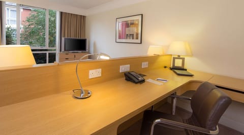 In-room safe, desk, laptop workspace, iron/ironing board