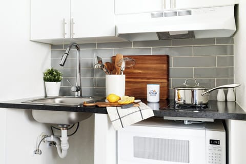 Premium Room, 1 Double Bed, Accessible Bathtub | Private kitchen | Fridge, microwave, stovetop, freezer