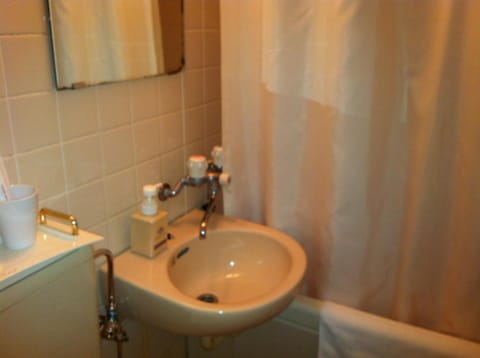 Combined shower/tub, free toiletries, hair dryer, bathrobes