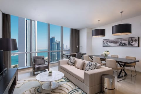 King Two Bedroom Apartment With Sea View | Living area | 42-cm LED TV with premium channels, TV, iPod dock