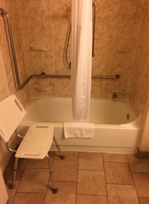 Standard Room, 1 Queen Bed, Accessible | Bathroom | Combined shower/tub, free toiletries, hair dryer, towels