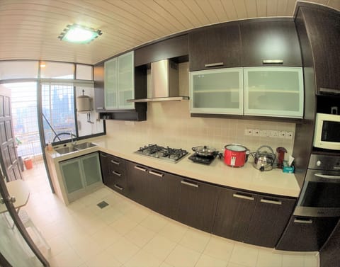 Family Apartment, 3 Bedrooms, City View | Private kitchen | Full-size fridge, microwave, stovetop, electric kettle