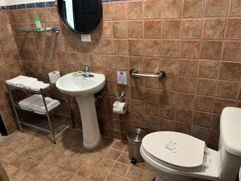 Accesible Delux room, 1 Queen Bed | Bathroom | Shower, soap, shampoo, toilet paper