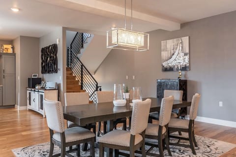 Seating for eight at the custom dining table