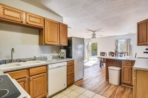 Apartment- Fully stocked kitchen. Dishwasher, fridge, breakfast bar seats 2