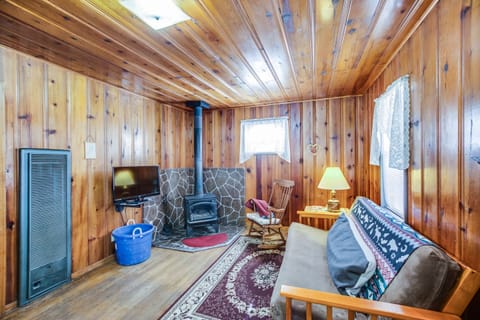 Cabin 11, One Bedroom Queen | Living room | Flat-screen TV, fireplace