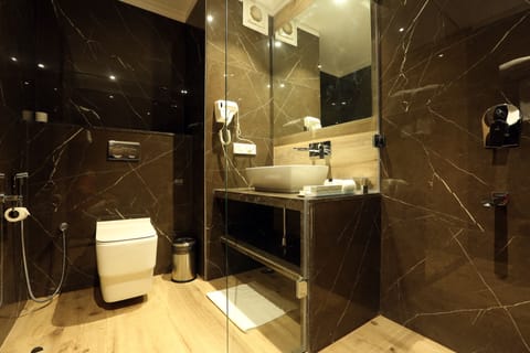 Deluxe Twin Room | Bathroom | Shower, slippers, towels