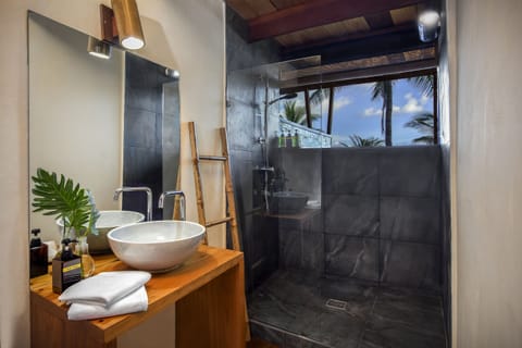 Ecolodge Sea View | Bathroom | Shower, rainfall showerhead, free toiletries, hair dryer