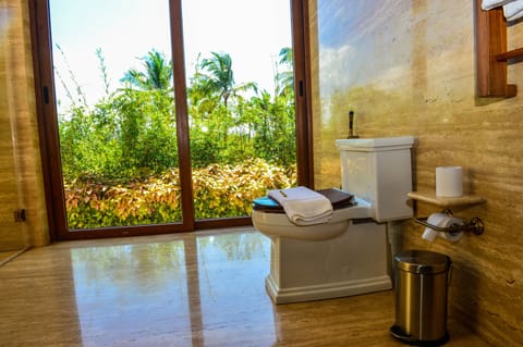 Deluxe Villa, 2 Bedrooms, Garden View, Beachside | Bathroom | Shower, rainfall showerhead, designer toiletries, hair dryer